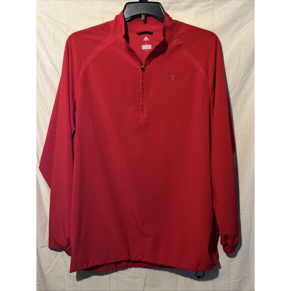 Adidas Men's Large 1/4 Zip Long Sleeve Pull Over In Red‎ Vented Back - Picture 2 of 6